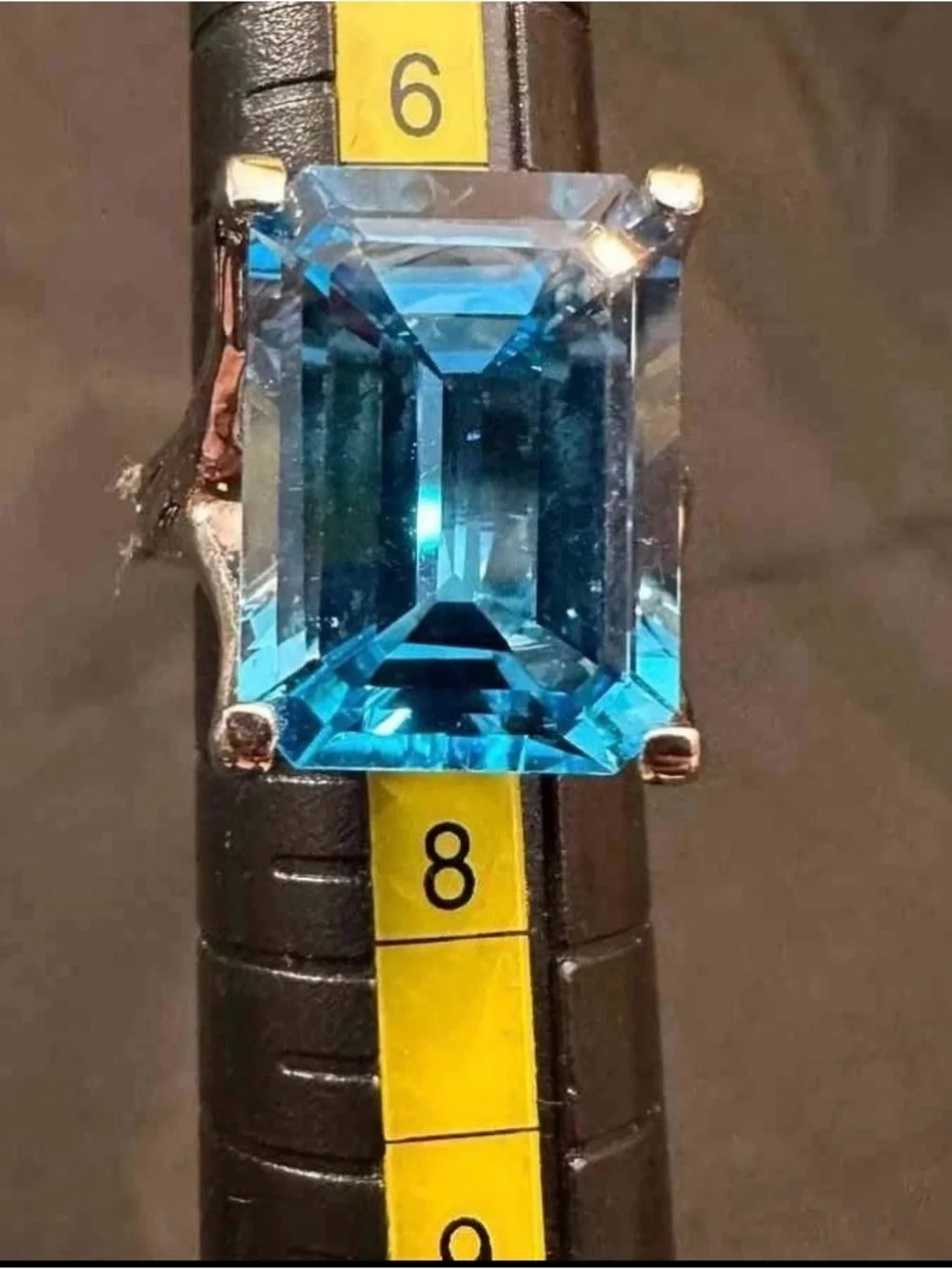 13x18mm Emerald Cut Aquamarine 925 Sterling Silver Statement Ring Sz 6.75